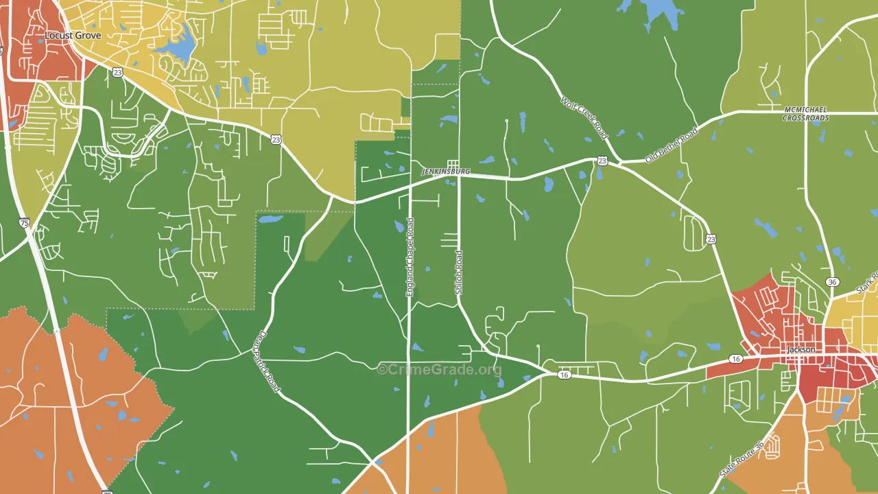 Jenkinsburg, GA Map of Vandalism Rates