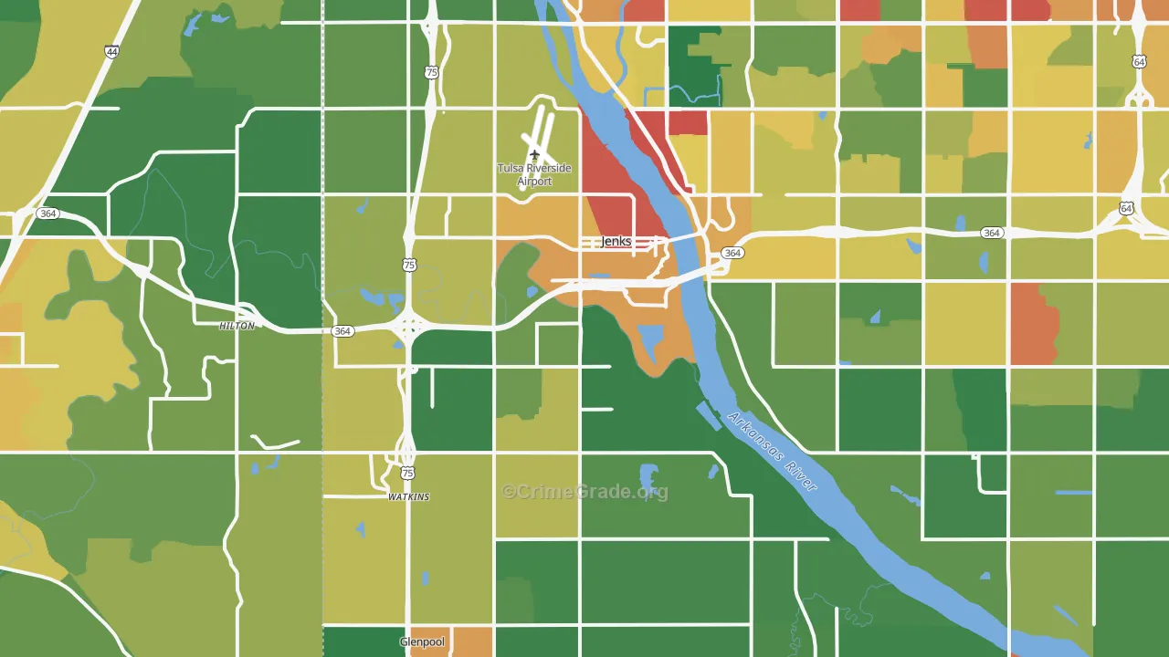 Jenks, OK Map of Vandalism Rates