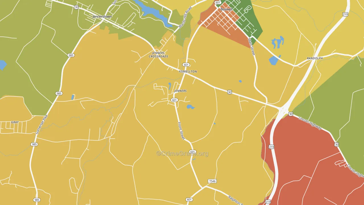 Jenners, PA Map of Vandalism Rates
