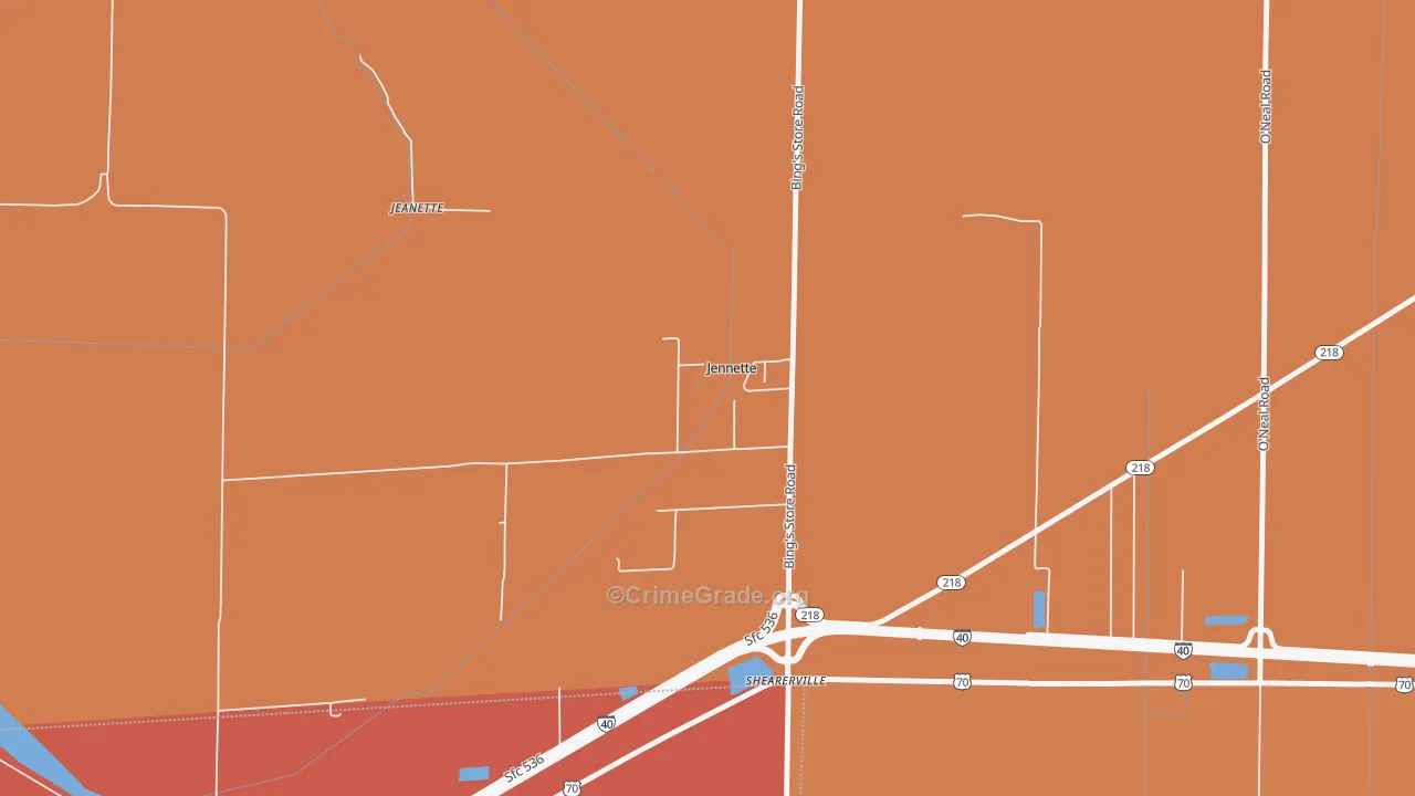 Jennette, AR Map of Vandalism Rates