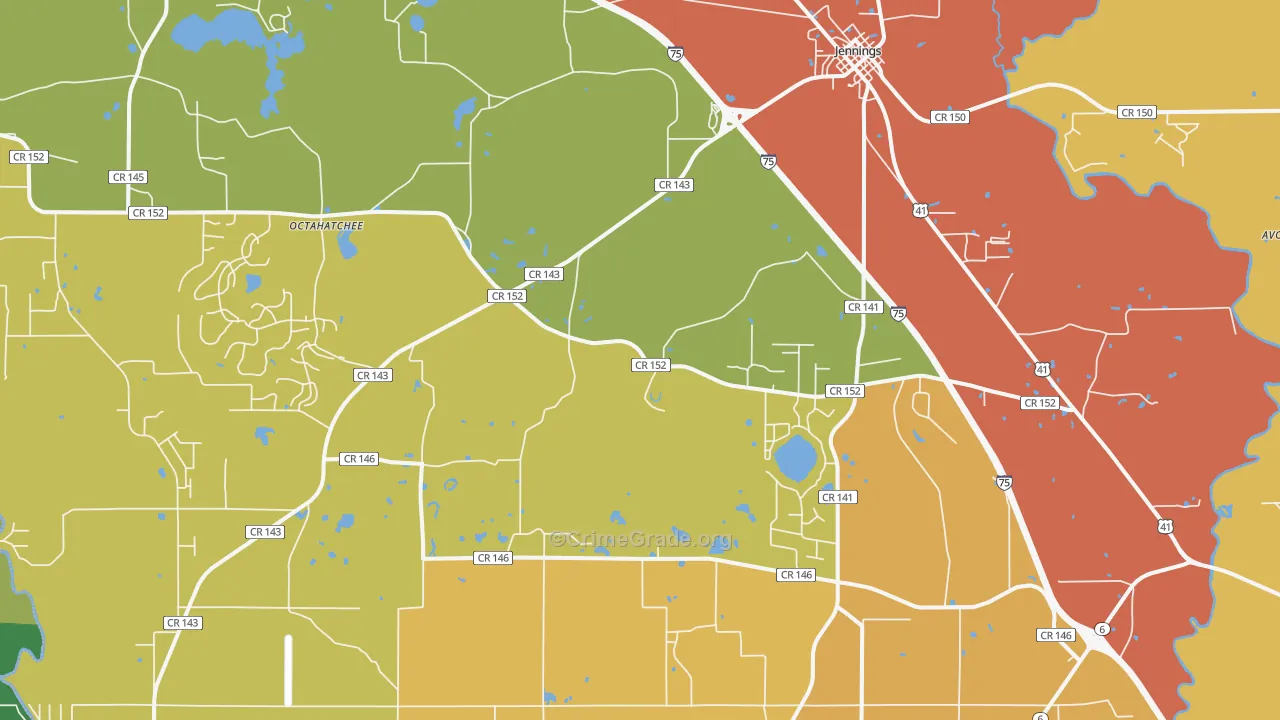 Jennings, FL Map of Vandalism Rates