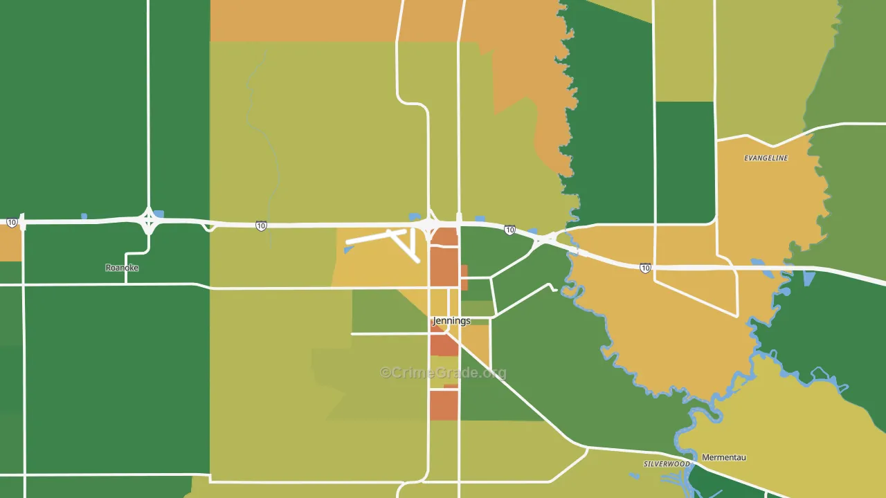 Jennings, LA Map of Vandalism Rates