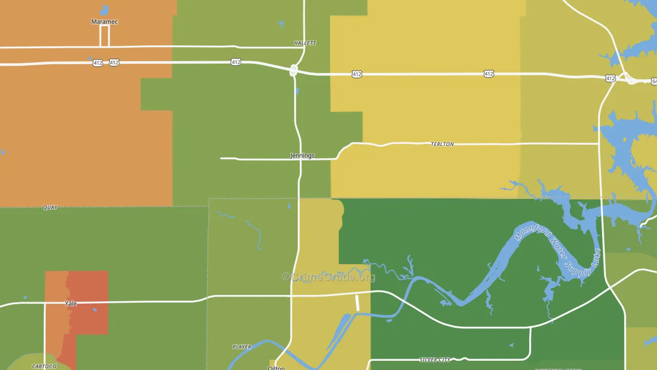 Jennings, OK Map of Vandalism Rates