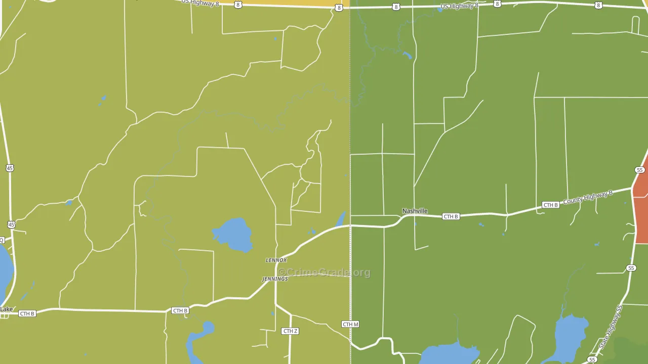 Jennings, WI Map of Vandalism Rates