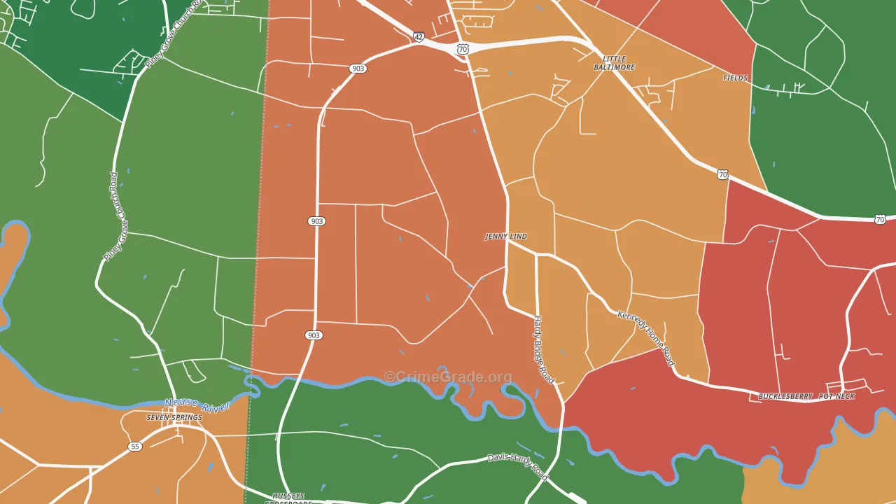 Jenny Lind, NC Map of Vandalism Rates