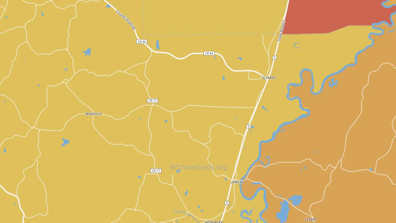 Jericho, AL Map of Vandalism Rates