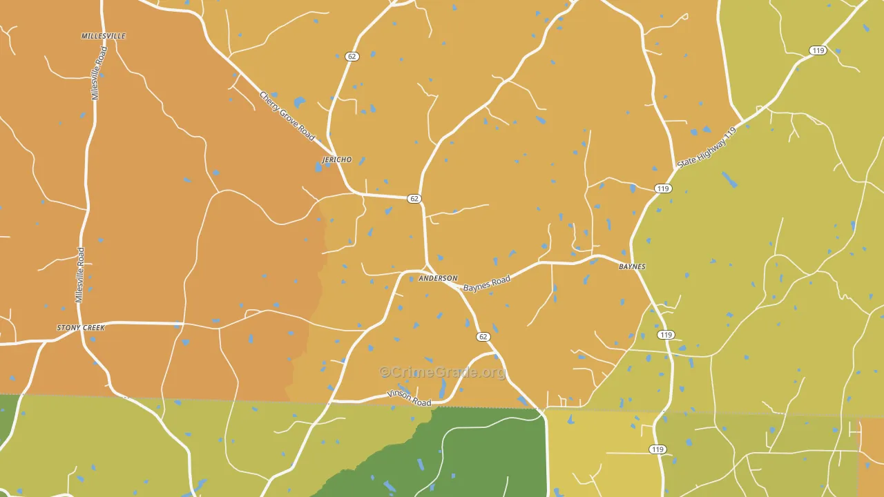 Jericho, NC Map of Vandalism Rates