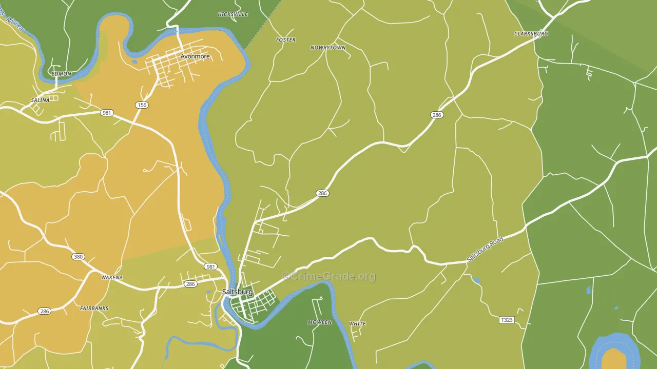 Jericho, PA Map of Vandalism Rates