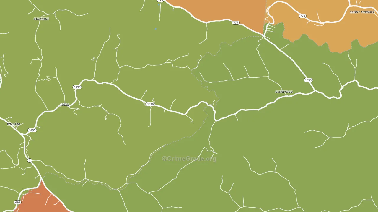 Jeriel, KY Map of Vandalism Rates