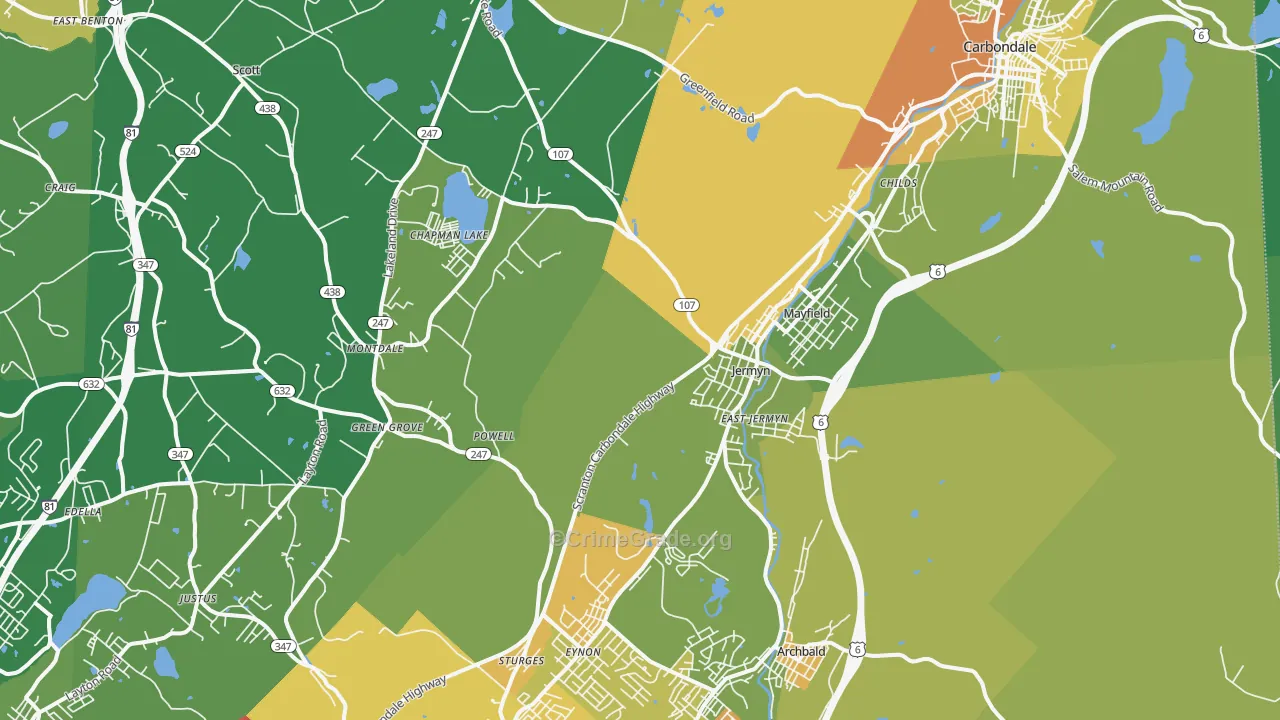 Jermyn, PA Map of Vandalism Rates