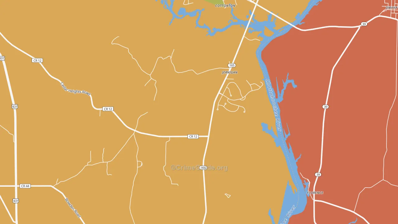 Jernigan, AL Map of Vandalism Rates