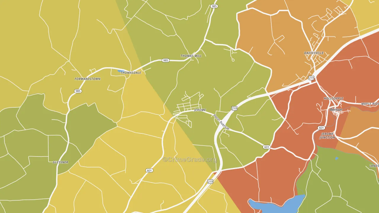 Jerome, PA Map of Vandalism Rates