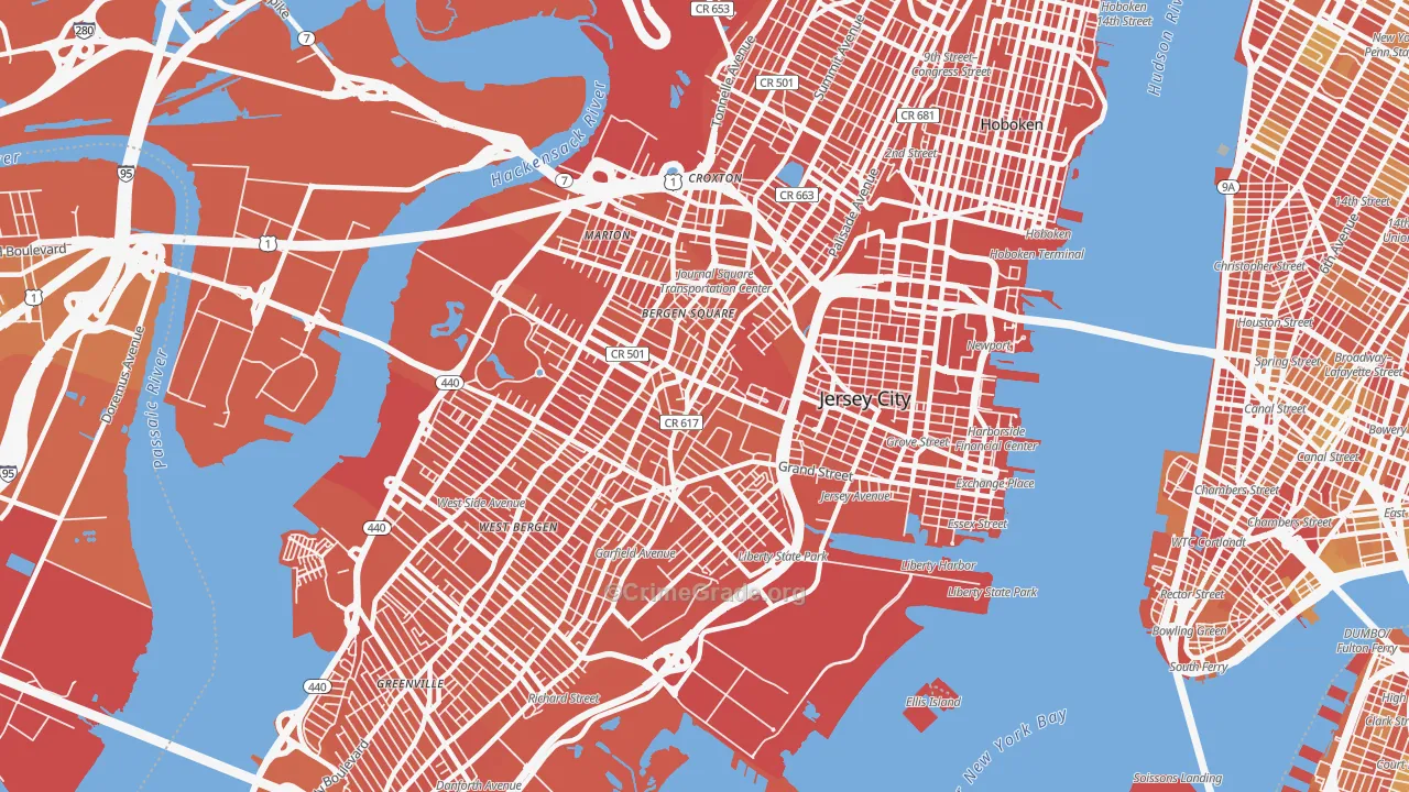 Jersey City, NJ Map of Vandalism Rates