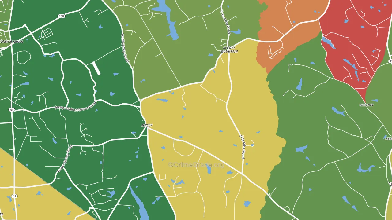 Jersey, GA Map of Vandalism Rates