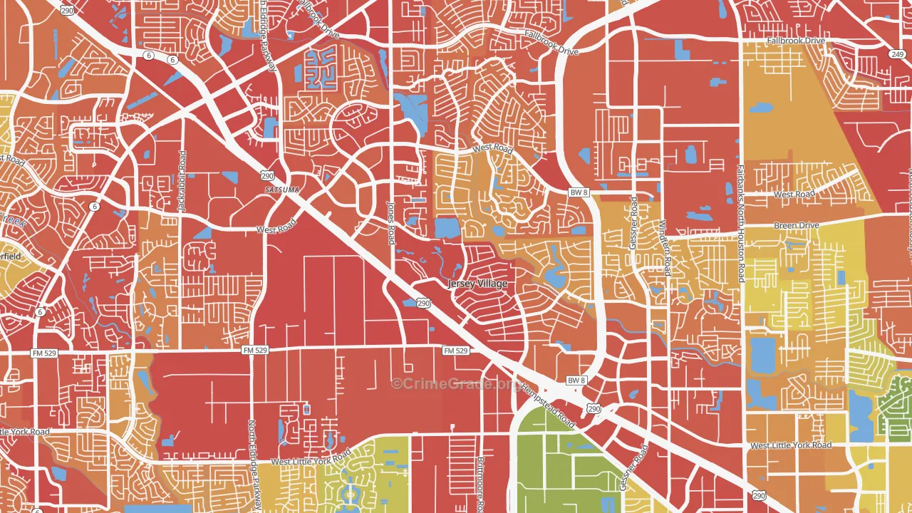 Jersey Village, TX Map of Vandalism Rates