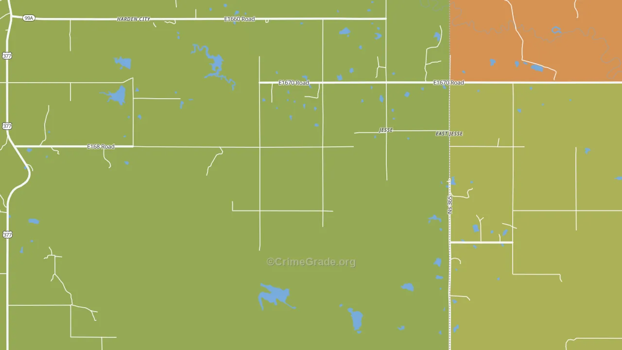 Jesse, OK Map of Vandalism Rates