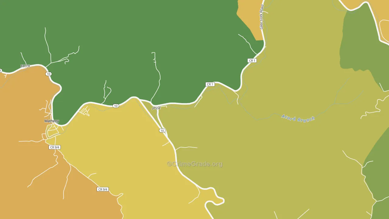 Jesse, WV Map of Vandalism Rates