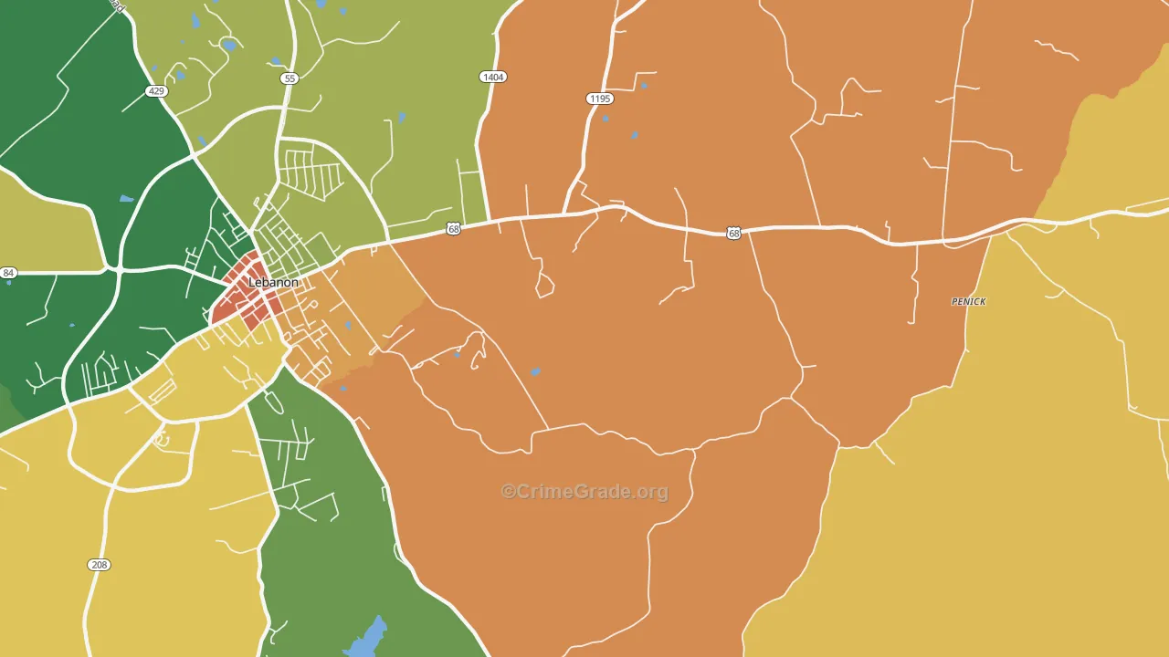 Jessietown, KY Map of Vandalism Rates