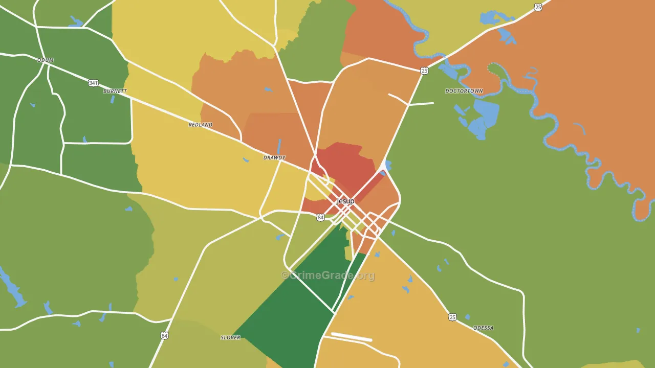 Jesup, GA Map of Vandalism Rates