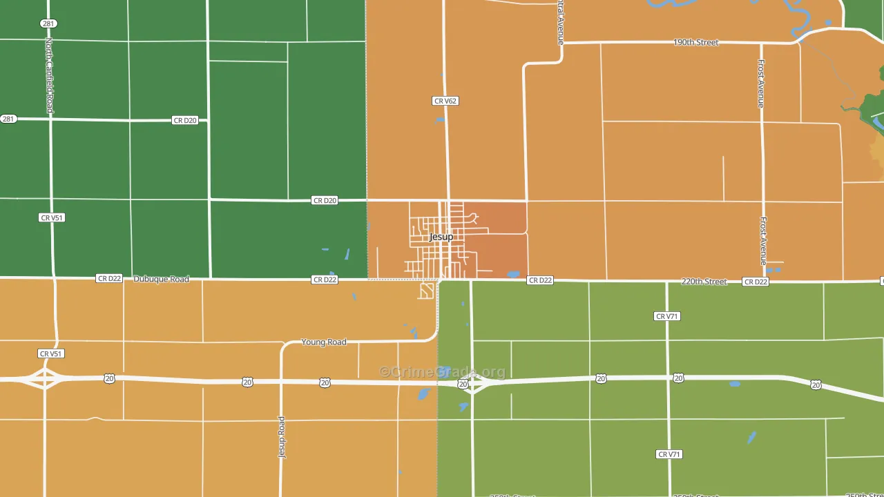 Jesup, IA Map of Vandalism Rates