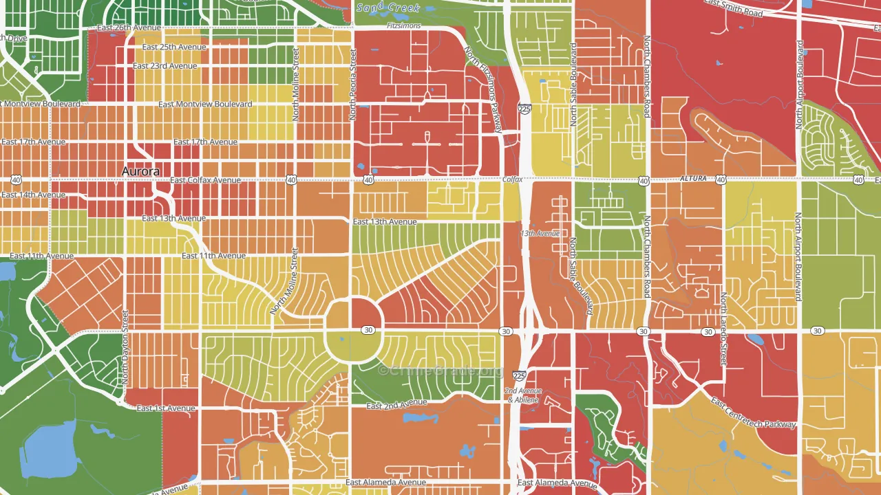 Jewell Heights-Hoffman Heights, Aurora, CO Map of Vandalism Rates
