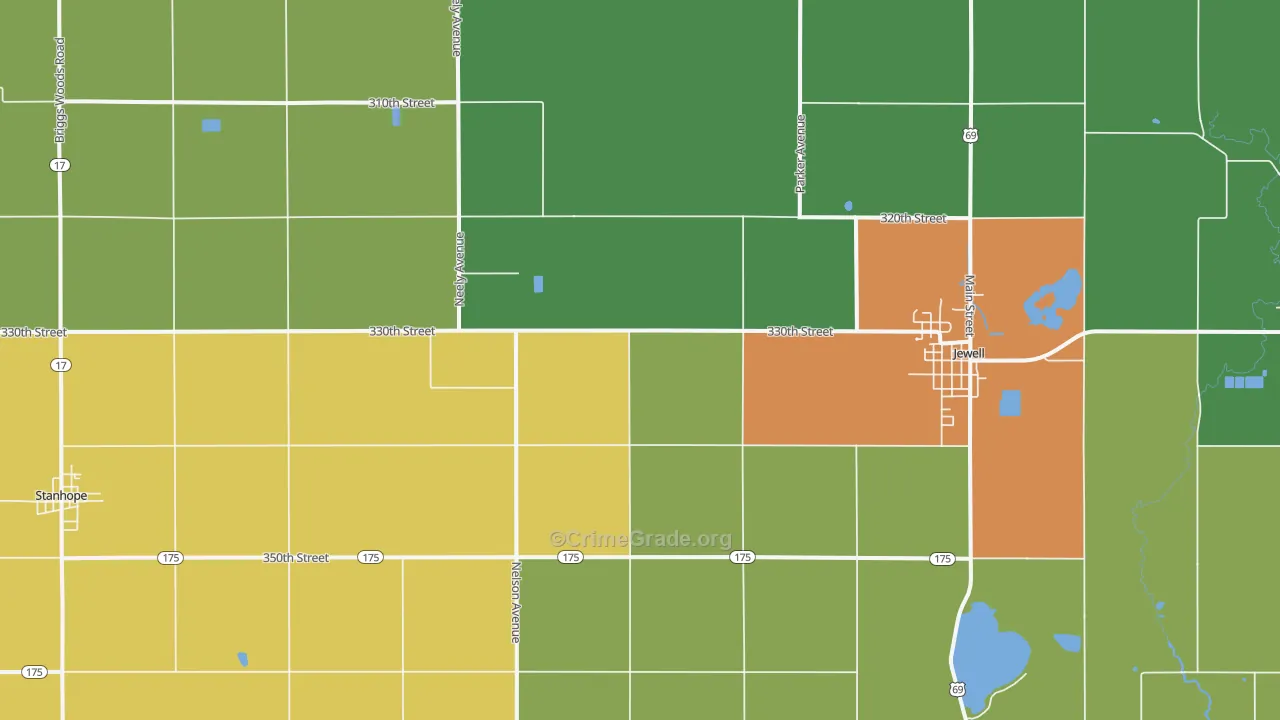 Jewell, IA Map of Vandalism Rates