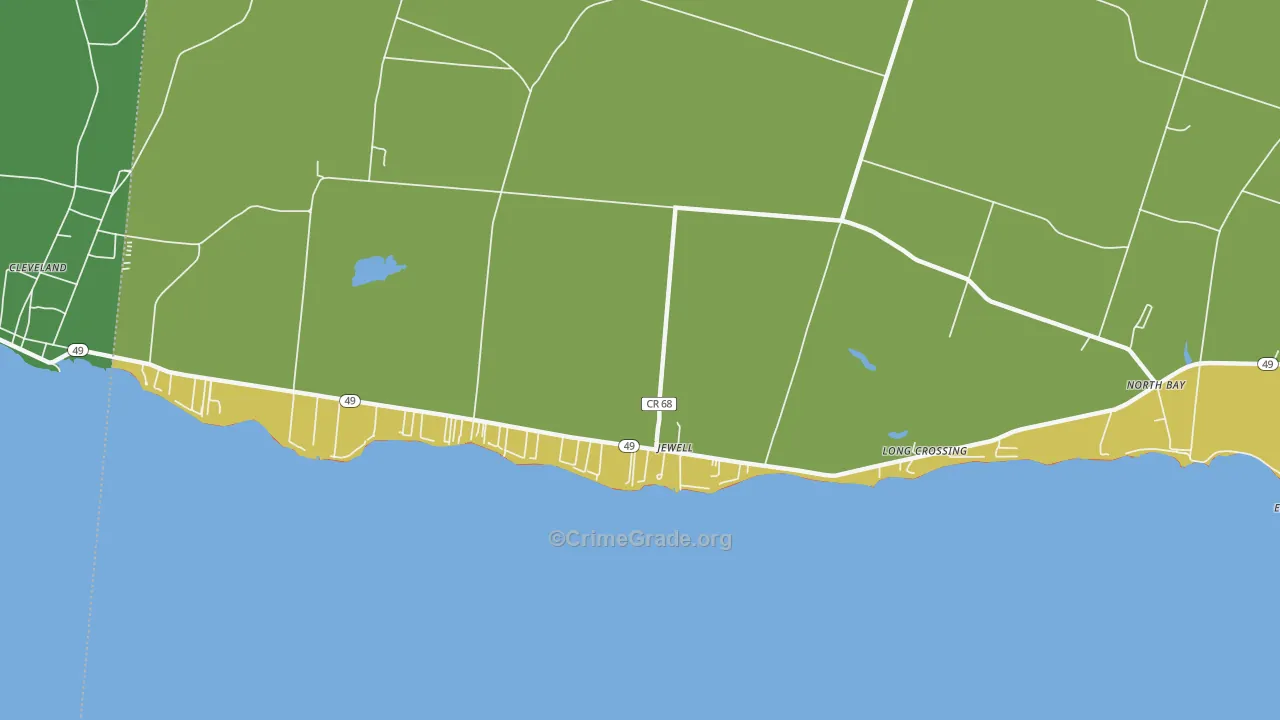 Jewell, NY Map of Vandalism Rates