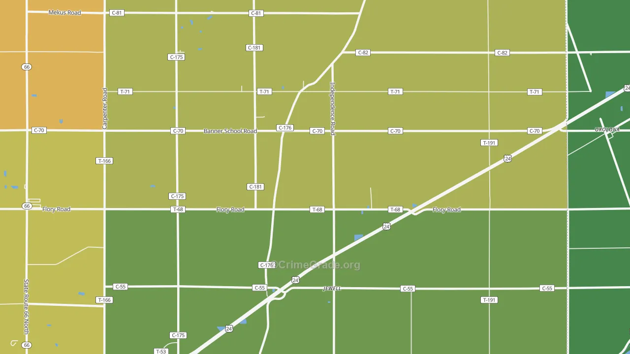 Jewell, OH Map of Vandalism Rates
