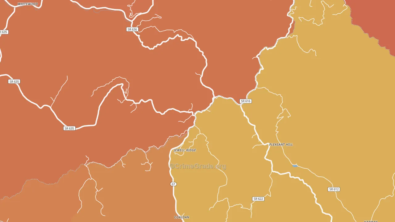 Jewell Ridge, VA Map of Vandalism Rates