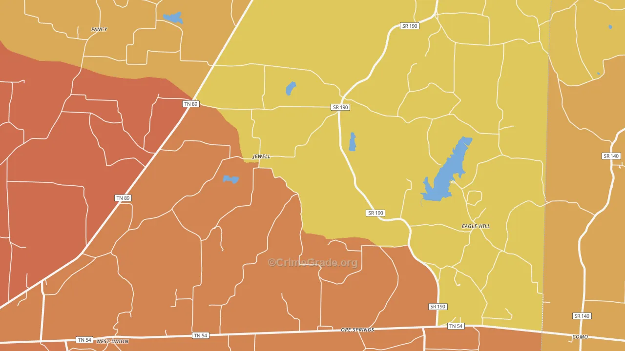 Jewell, TN Map of Vandalism Rates