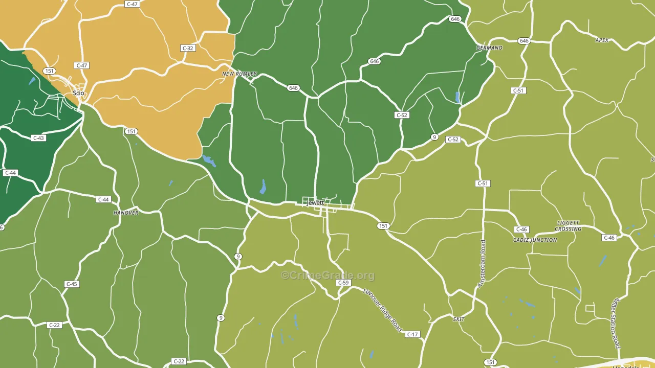 Jewett, OH Map of Vandalism Rates