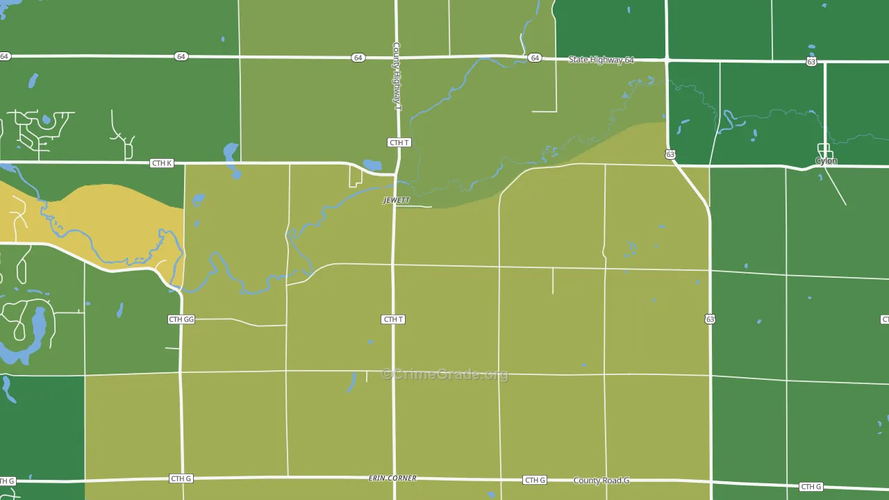 Jewett, WI Map of Vandalism Rates