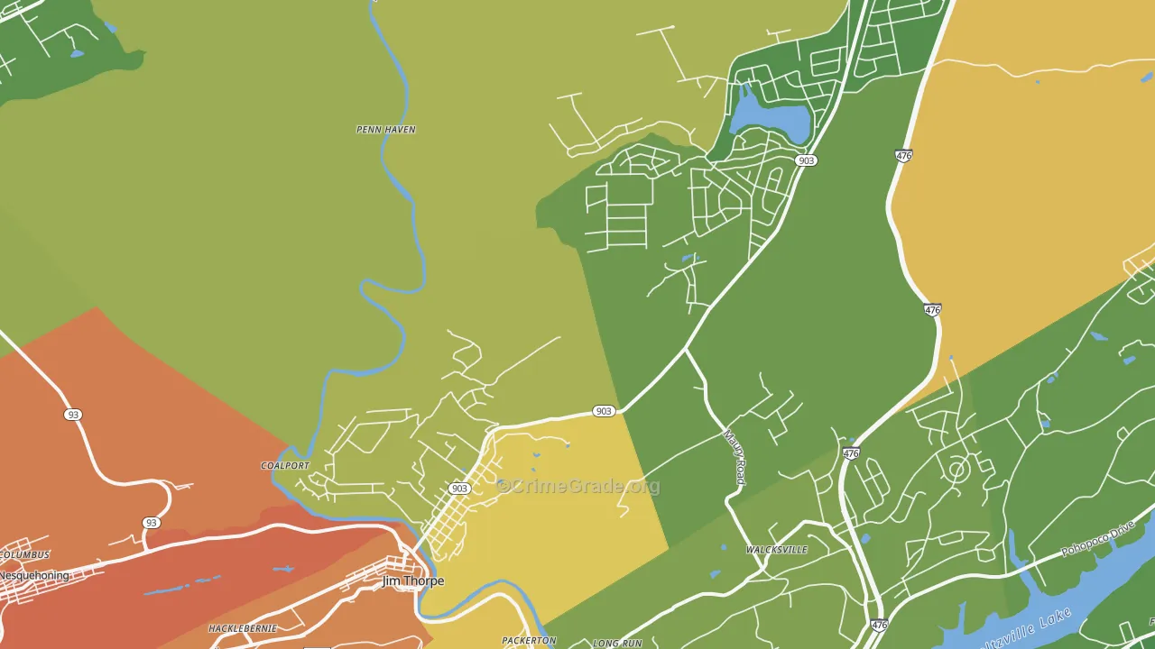 Jim Thorpe, PA Map of Vandalism Rates