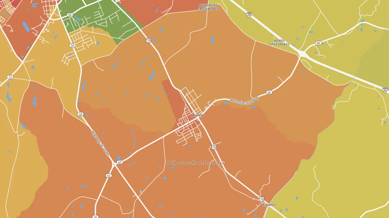 Joanna, SC Map of Vandalism Rates