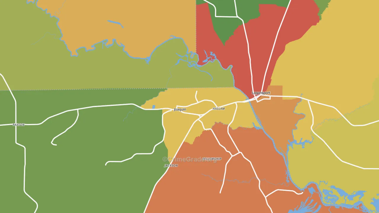 Joaquin, TX Map of Vandalism Rates