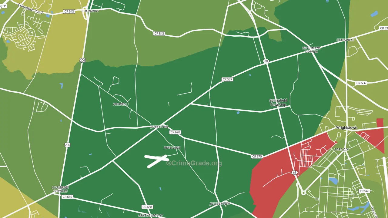 Jobstown, NJ Map of Vandalism Rates
