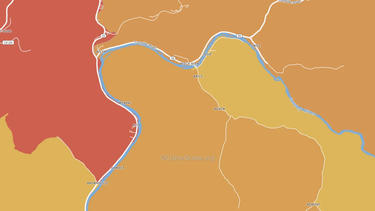 Jodie, WV Map of Vandalism Rates