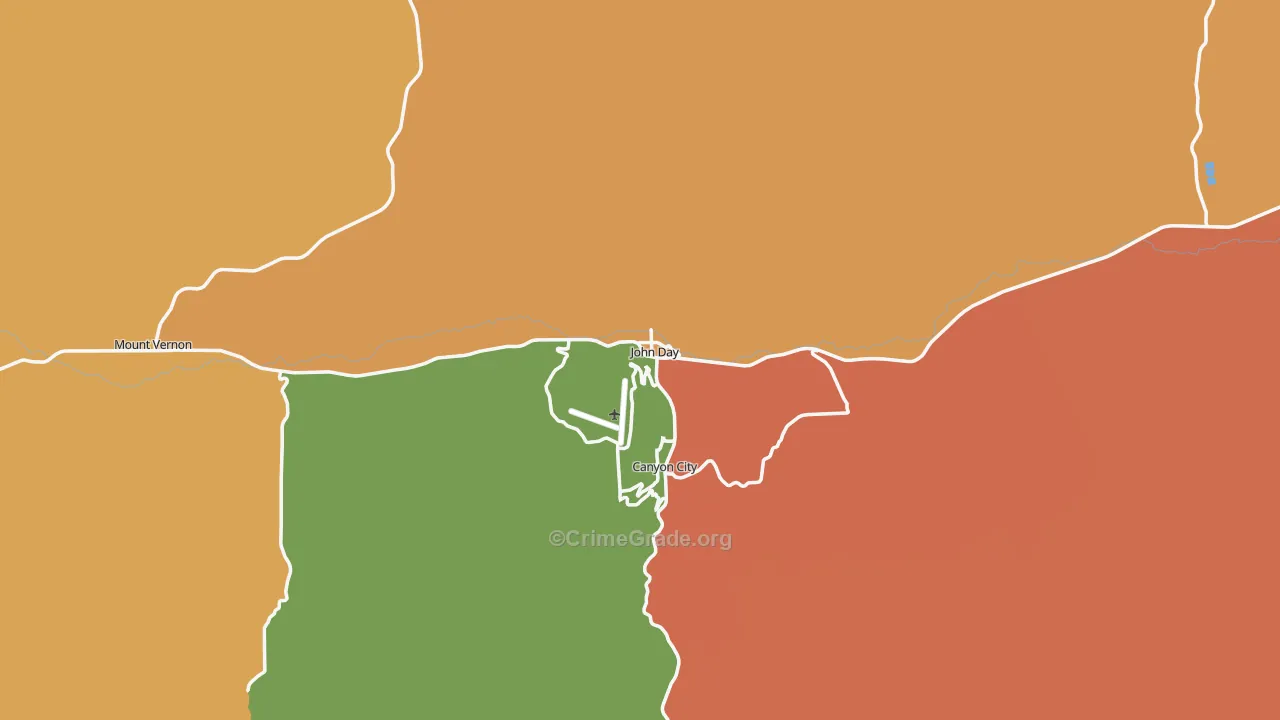 John Day, OR Map of Vandalism Rates