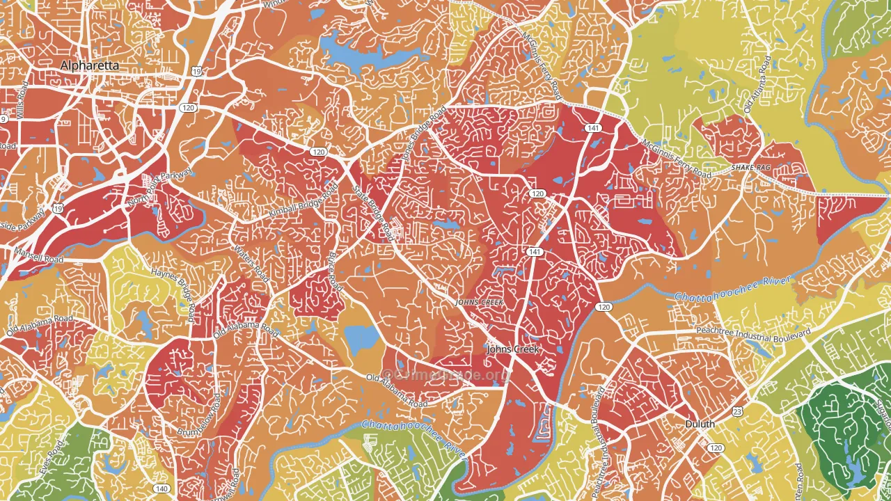 Johns Creek, GA Map of Vandalism Rates