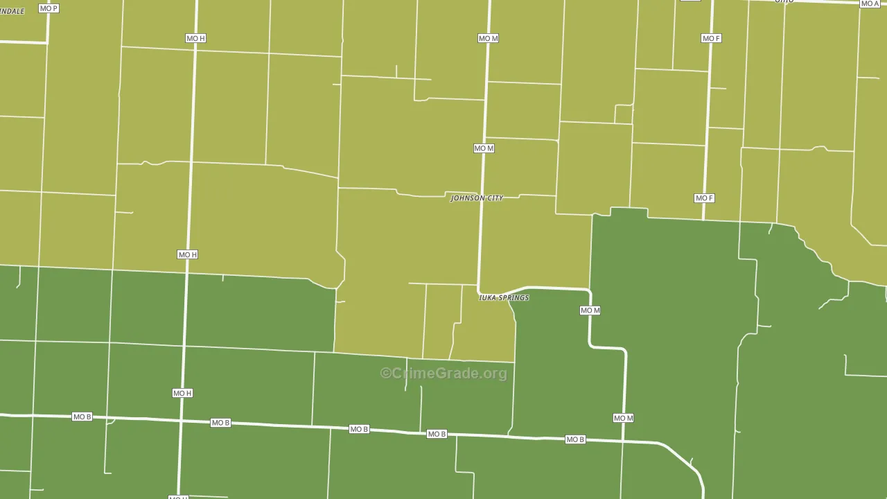 Johnson City, MO Map of Vandalism Rates