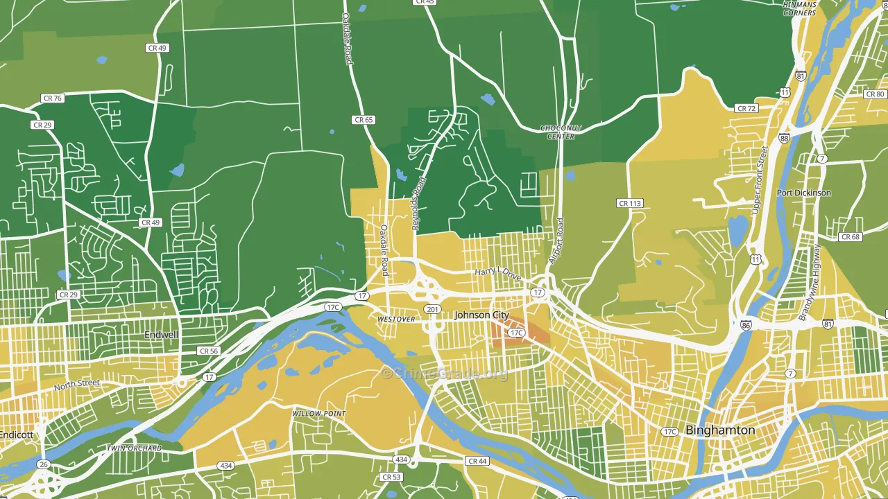 Johnson City, NY Map of Vandalism Rates