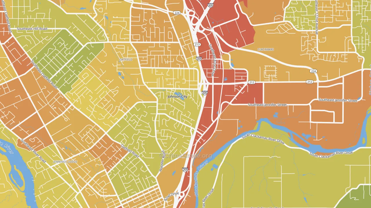 Johnson City, OR Map of Vandalism Rates
