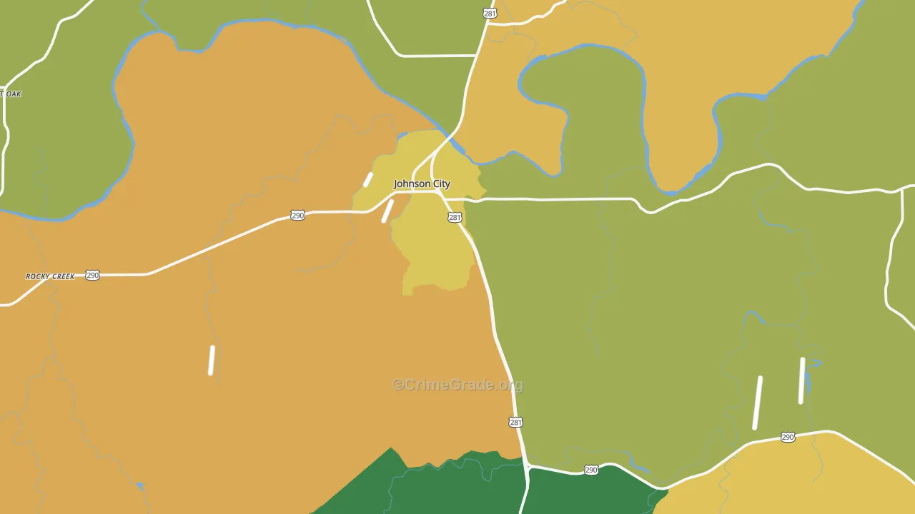 Johnson City, TX Map of Vandalism Rates