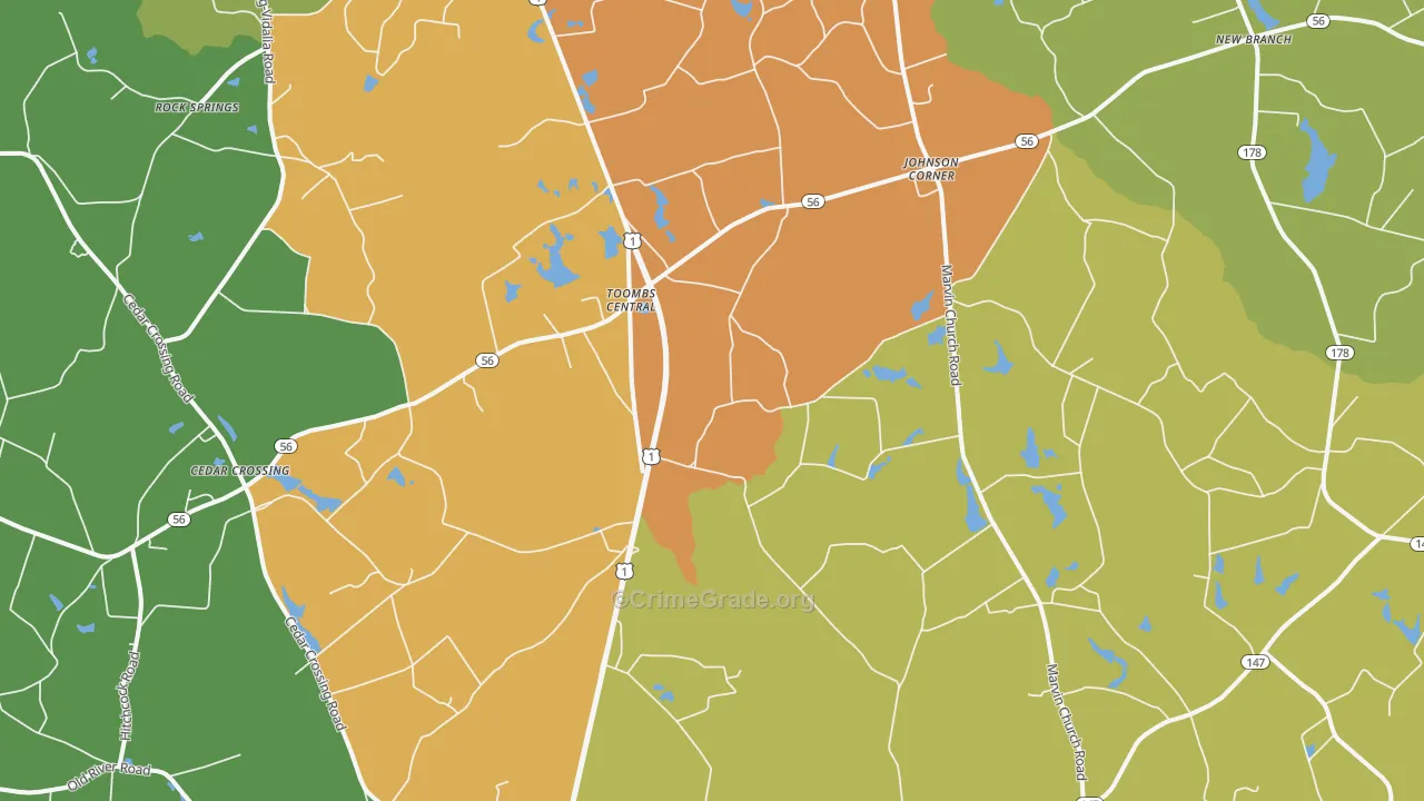 Johnson Corner, GA Map of Vandalism Rates