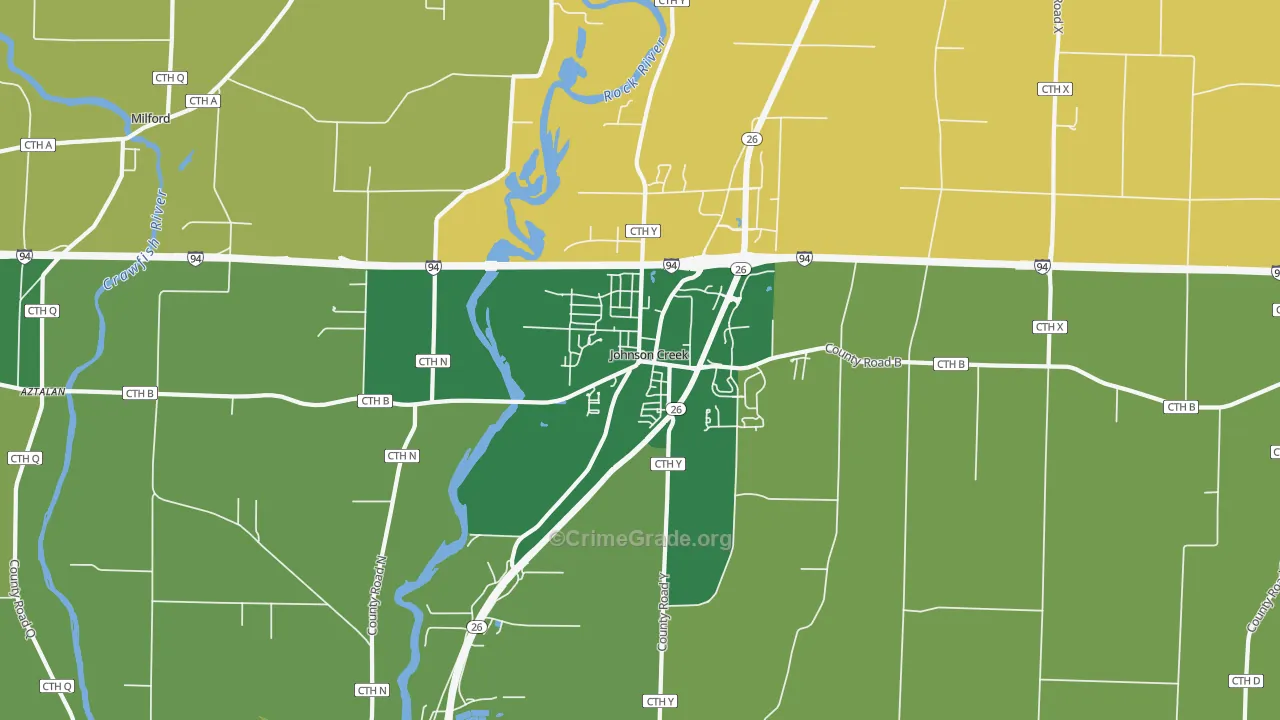 Johnson Creek, WI Map of Vandalism Rates