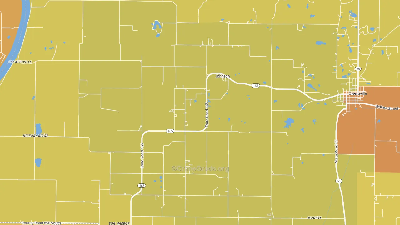 Johnson, IN Map of Vandalism Rates
