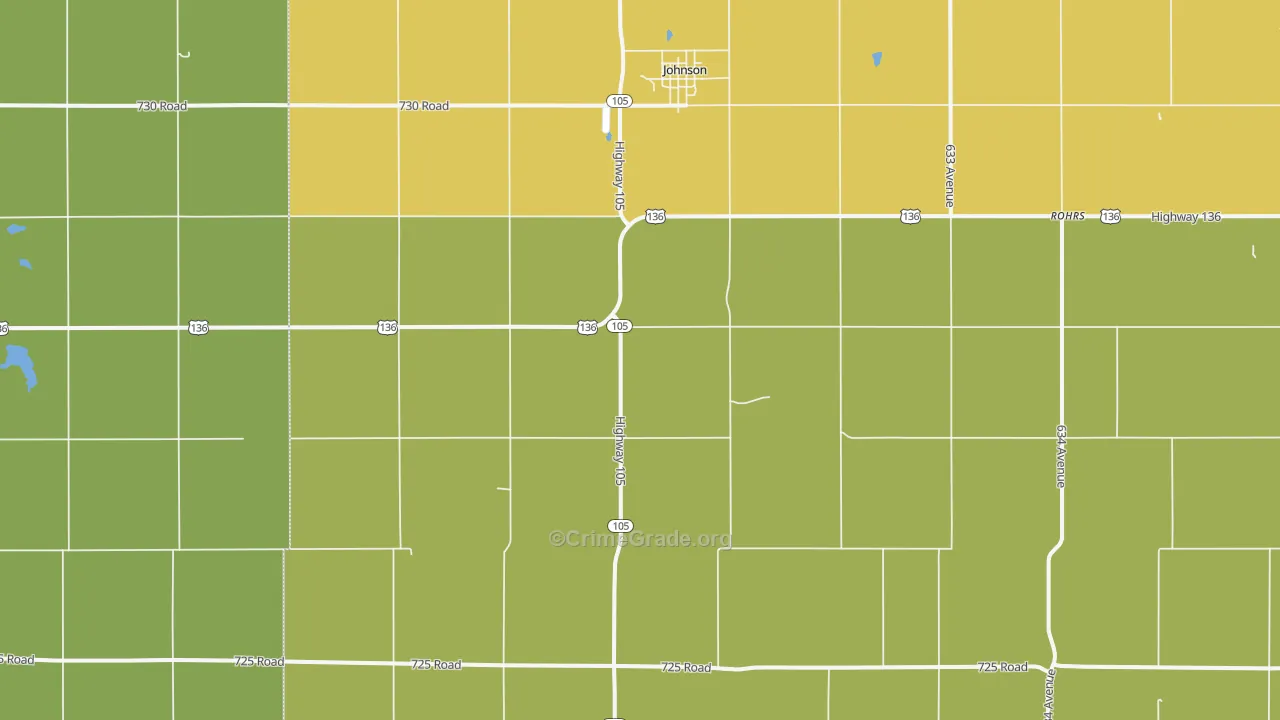 Johnson, NE Map of Vandalism Rates
