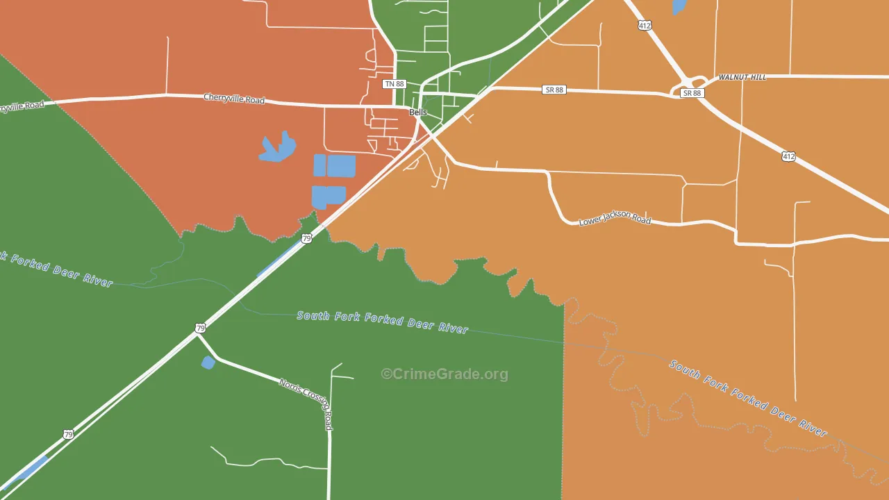 Johnsons Grove, TN Map of Vandalism Rates