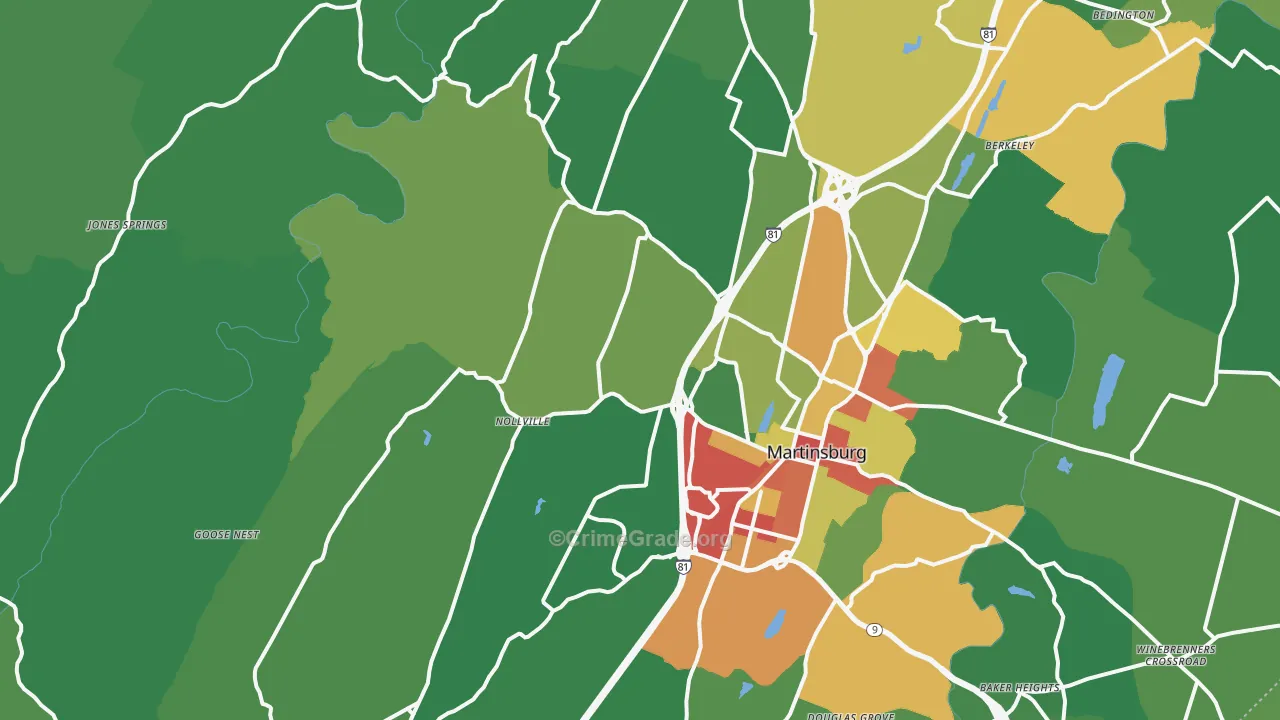 Johnsontown, WV Map of Vandalism Rates
