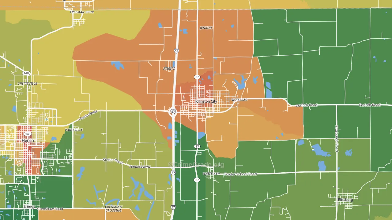 Johnston City, IL Map of Vandalism Rates